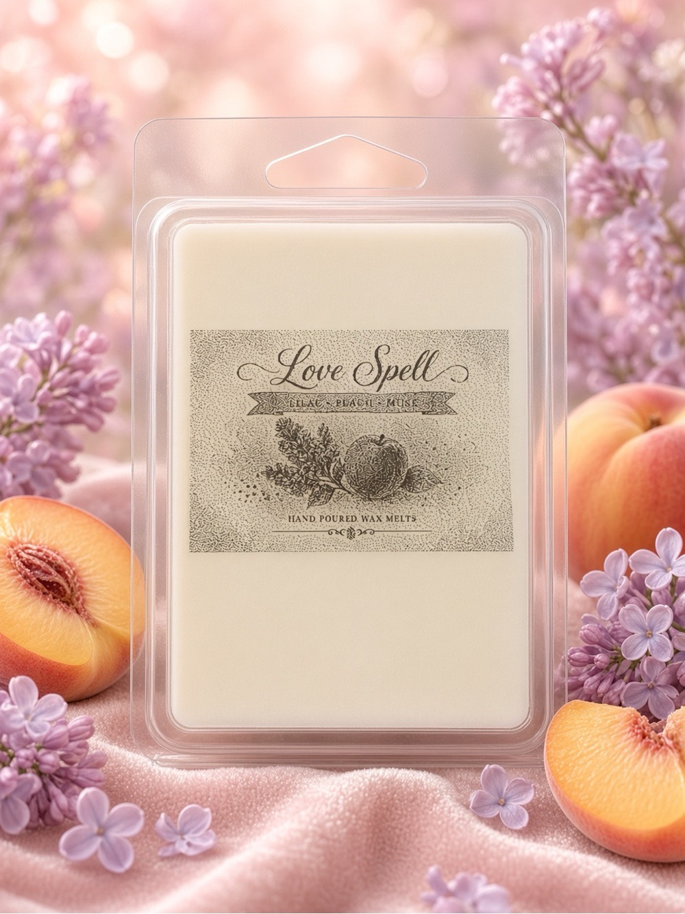 Love Spell Wax Melts Lilac Peach Musk Handmade Soy